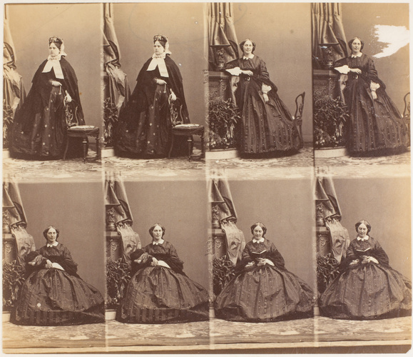 André Adolphe Eugène Disdéri - Mme. Fitzgibbon en huit poses, quatre en pied, qu...