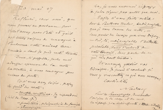 Nadar - Lettre manuscrite de Nadar (recto et verso)
