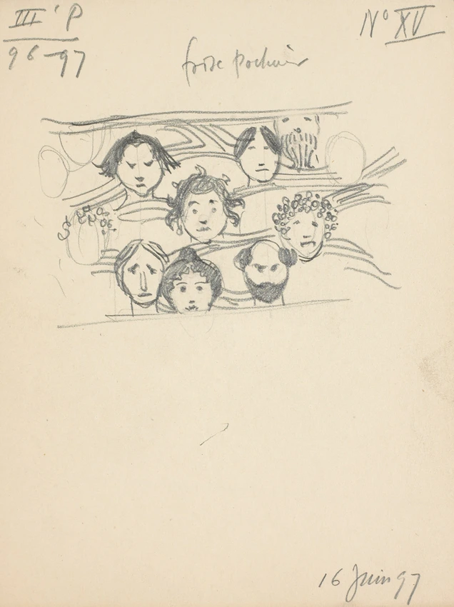 Eugène Grasset - Frise au pochoir ornée de visages