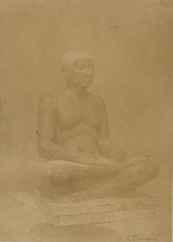 Anne Henry Husson - Statue de scribe vu de trois-quarts