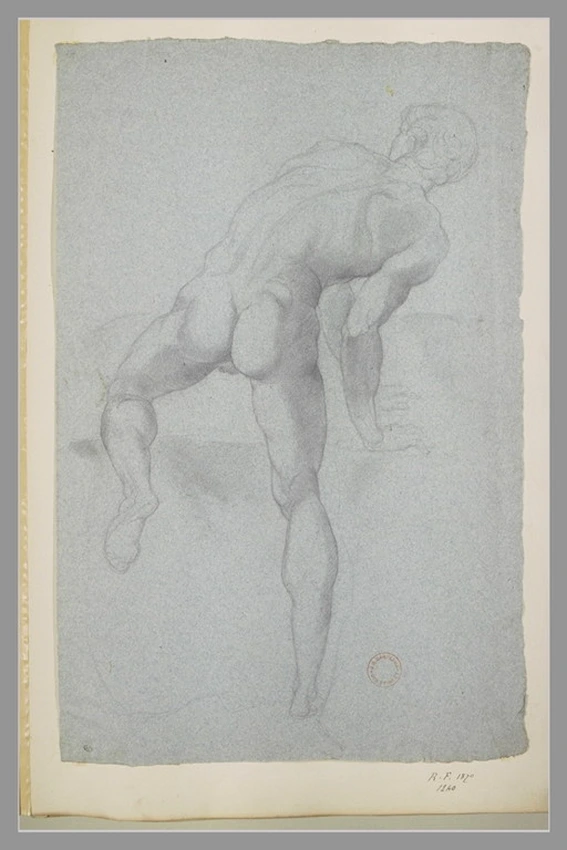 Jean-Baptiste Carpeaux - Homme nu, de dos, d'après Michel-Ange