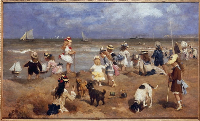 Otto von Thoren - Enfants jouant sur la plage