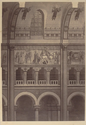Photographie d'un dessin pour le Catholicon, vue en coupe de la nef - Delmaet & Durandelle