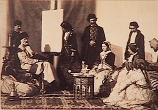 Henry Sauvaire - Portrait de Camille Rogier et de ses amis au salon, Beyrouth