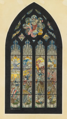 Eugène Grasset - Le Siège d'Orléans, projet de vitrail