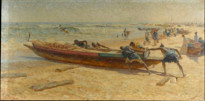 Marius Perret - Le Départ des pirogues pour la pêche à Guet n'dar au Sénégal