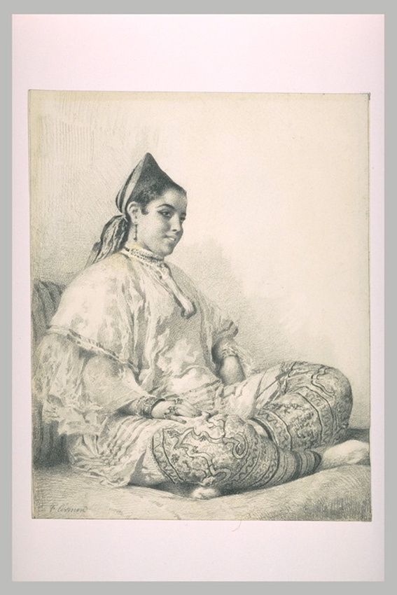 Fernand Cormon - Femme algérienne, assise de trois quarts, les jambes croisées