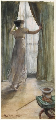 Henri Gervex - Jeune femme debout, vue de dos, devant une fenêtre