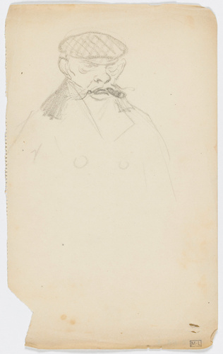 René Hermann-Paul - Croquis d'un homme, en buste, de face, coiffé d'une casquett...