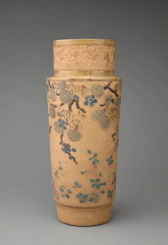 Ernest Chaplet - Vase (d'une paire) à décor japonisant