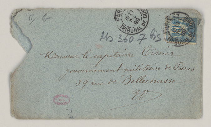Camille Claudel - Carte de Camille Claudel au capitaine Tissier où elle l'invite...