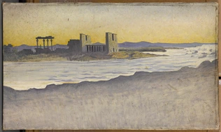 Alphonse Osbert - Temples en ruine au bord de l'eau
