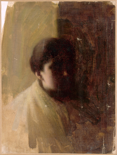 Eugène Lomont - Buste de jeune femme dans la pénombre