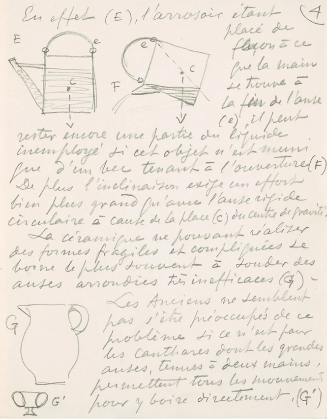 Eugène Grasset - Deux arrosoirs, une cruche et une coupe à pied à deux anses