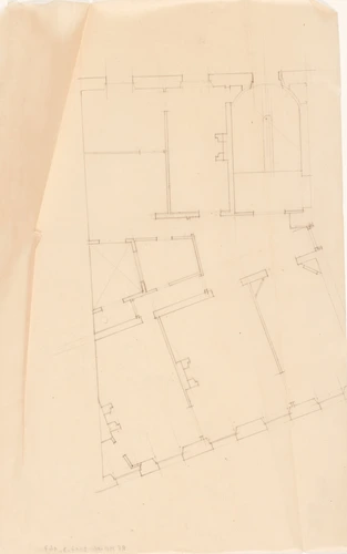 Plan d'une construction sur parcelle trapézoïdale - Victor Baltard