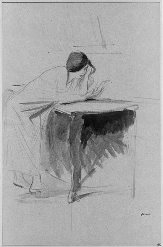 Jean-Louis Forain - Femme debout, lisant une lettre, penchée sur une table