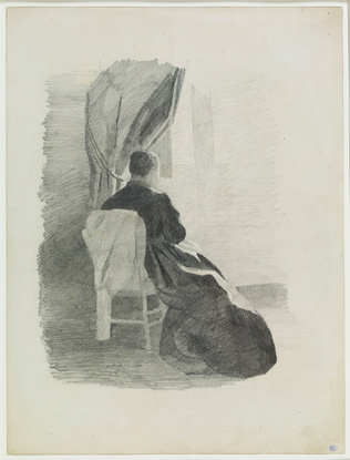 Odilon Redon - Femme cousant près d'une fenêtre