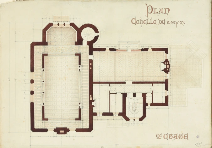 François Garas - Habitation de style gothique, plan du deuxième étage