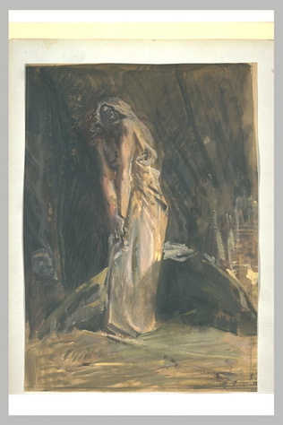 Luc Olivier Merson - Projet d'illustration pour Macbeth : Lady Macbeth somnambul...