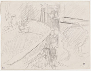Pierre Bonnard - Intérieur de salle de bains, une tête de femme tournée vers la ...
