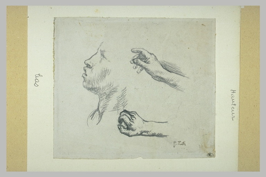 Jean-François Millet - Visage de profil, et deux mains
