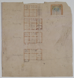 Charles-Justin Le Coeur - Projet d'hôtel avec atelier d'artiste, études préparat...