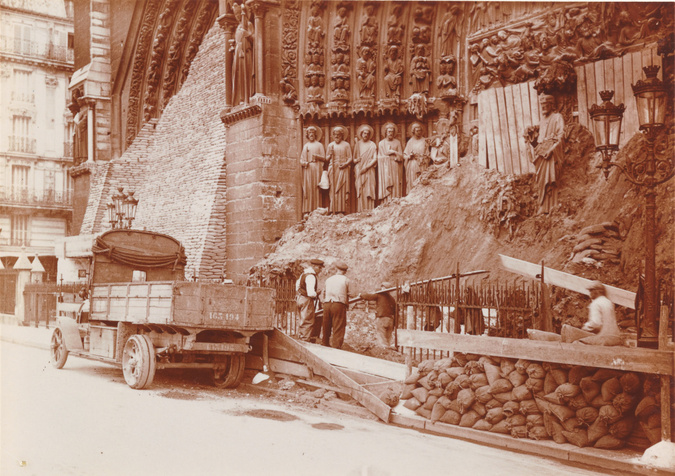 Charles Augustin Lhermitte - Restauration du porche central de Notre-Dame de Par...