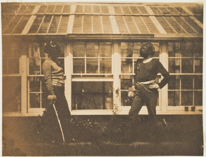 Auguste Vacquerie - Charles et Victor Hugo faisant des armes devant la serre de ...