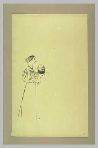 Jean-Louis Forain - Femme debout et buste d'homme inachevé
