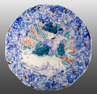 Edouard Vuillard - Assiette plate : Femme assise à la blouse bleue et blanche