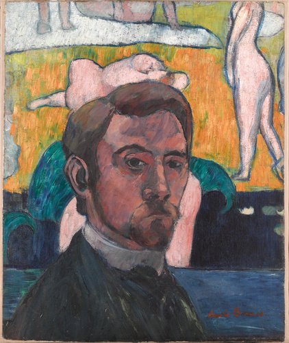 Emile Bernard - Autoportrait au tableau "Baigneuses à la vache rouge"