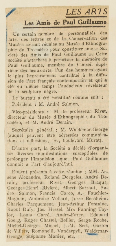 Anonyme - Compte-rendu d'une réunion au Musée d'Ethnographie du Trocadéro en vue...