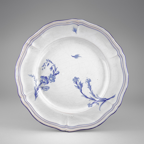 Emile Gallé - Plat rond, service "Herbier" à double filet