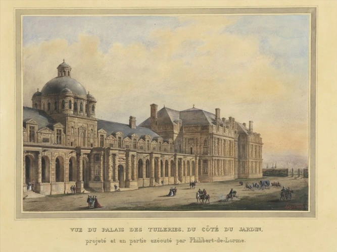 Jean-Baptiste Lassus - Palais des Tuileries, élévation de la façade restituée de...