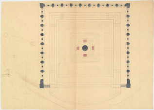 Alphonse Crépinet - Projet de reconstruction de l'Opéra Comique, façade principa...