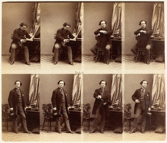 André Adolphe Eugène Disdéri - M. Lafontaine en huit poses, quatre assis et quat...