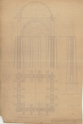 Juste Lisch - Eglise de Saint-Benoît-sur-Loire, plan et élévation d'un arc