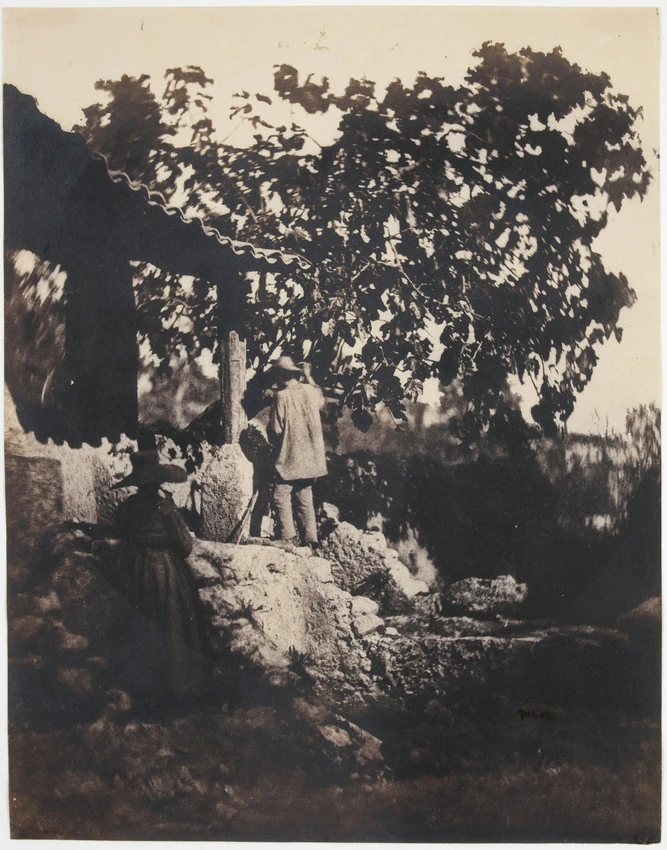 Charles Nègre - Grasse, moulin, moulinier travaillant sous le regard d'une femme