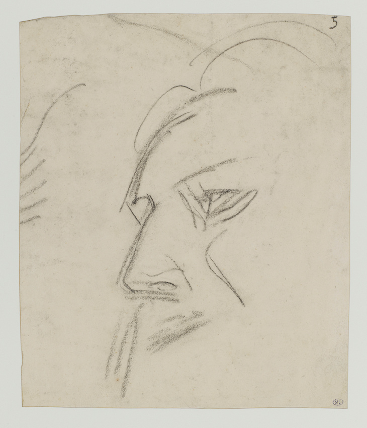 Eugène Delacroix - Croquis d'un visage, de trois quarts à gauche