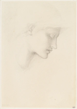 Tête de jeune femme, étude pour 'La Roue de la Fortune' - Edward Burne-Jones