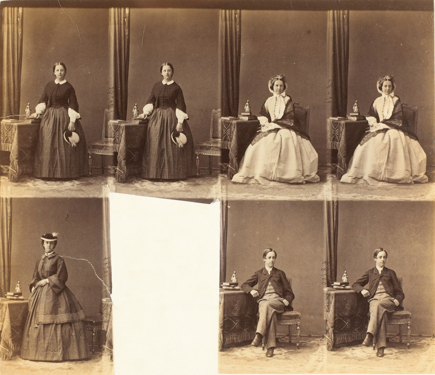 André Adolphe Eugène Disdéri - Mme Fitz-William et ses enfants en sept poses