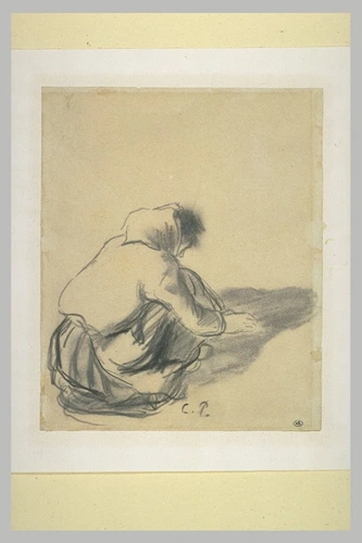 Camille Pissarro - Paysanne, de dos, accroupie à terre