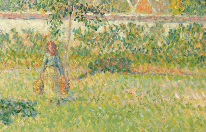 Camille Pissarro - Femme dans un clos, soleil de printemps dans le pré à Eragny