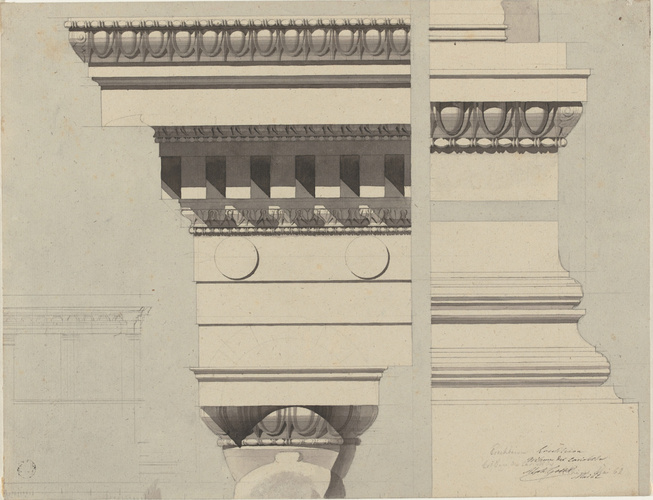 Alphonse Gosset - Athènes, Erechtéion, tribune des cariatides, entablement et so...