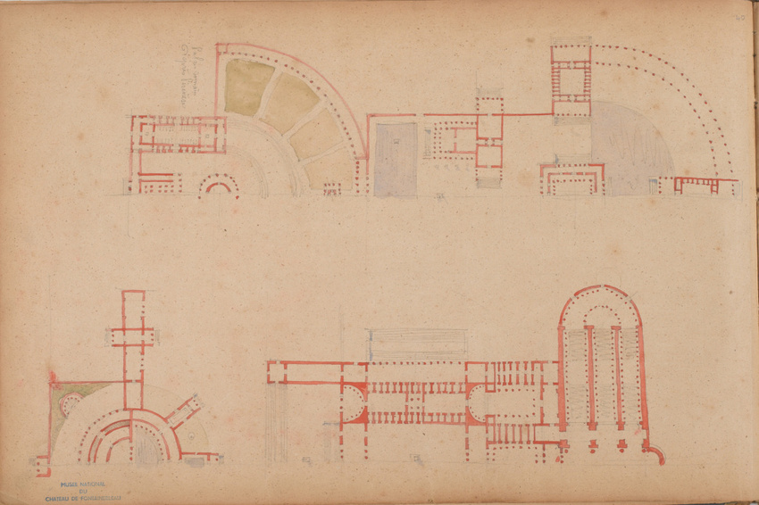 Louis Boitte - Quatre plans d'un palais romain d'après Piranèse