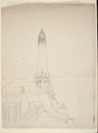 François Garas - Temple à la Pensée, dédié à Beethoven, vue perspective depuis l...