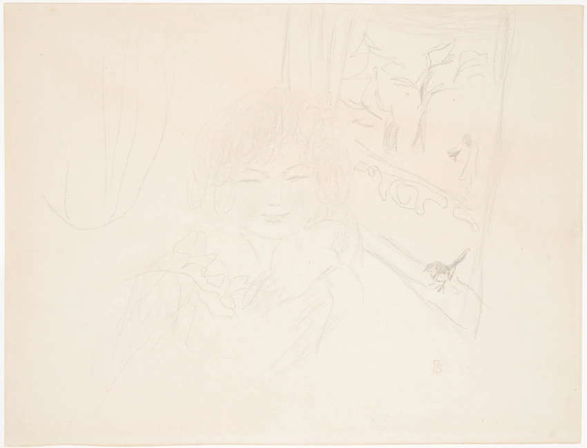 Jeune femme près d'une fenêtre avec oiseau sur le rebord - Pierre Bonnard
