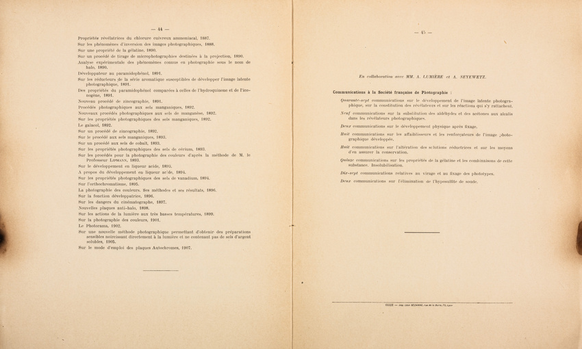 Louis Lumière - Notice sur les titres et travaux de Monsieur Louis Lumière