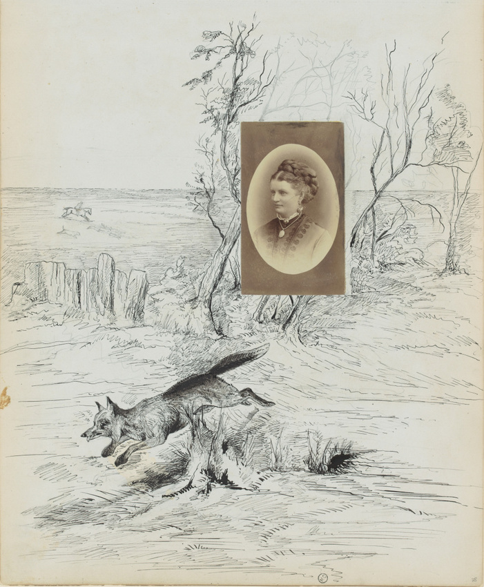 Georgiana Louisa Berkeley - Scène de chasse au renard avec le portrait en buste ...
