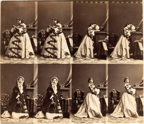 André Adolphe Eugène Disdéri - Mme d'Albert en pied, en huit poses